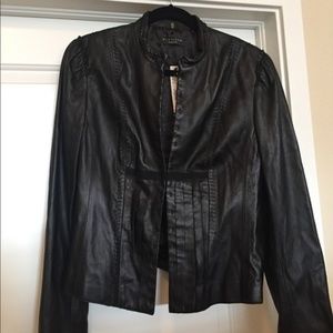 Elie Tahari Lazer Cut Leather Designer Jacket